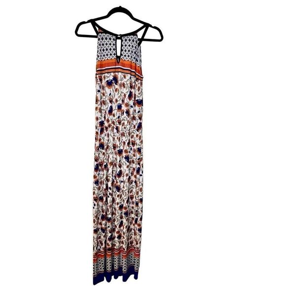 Enfocus Studio Cinched Waist Floral Keyhole Halter Maxi Dress Multicolor Small - Picture 2 of 4